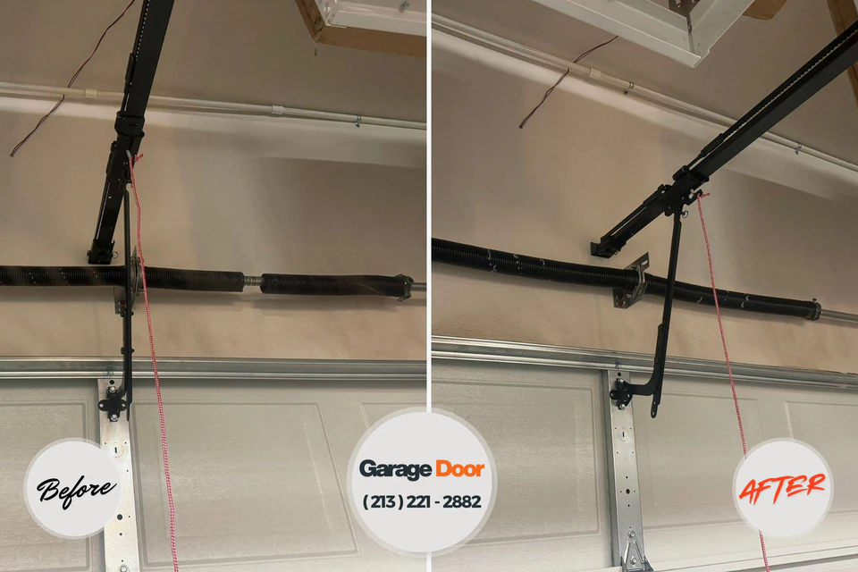 Before and after: garage door repair Melville, RI